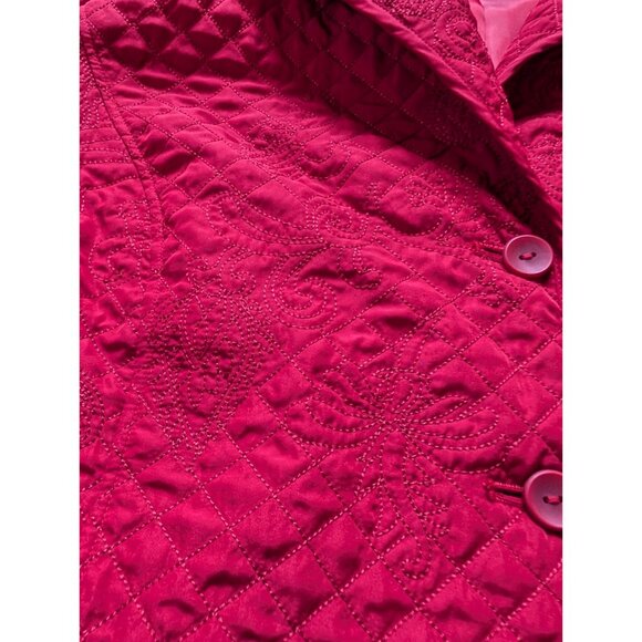 Requirements Womens Quilted Embroidered Jacket 2X Red Polyester NWT - Picture 6 of 8